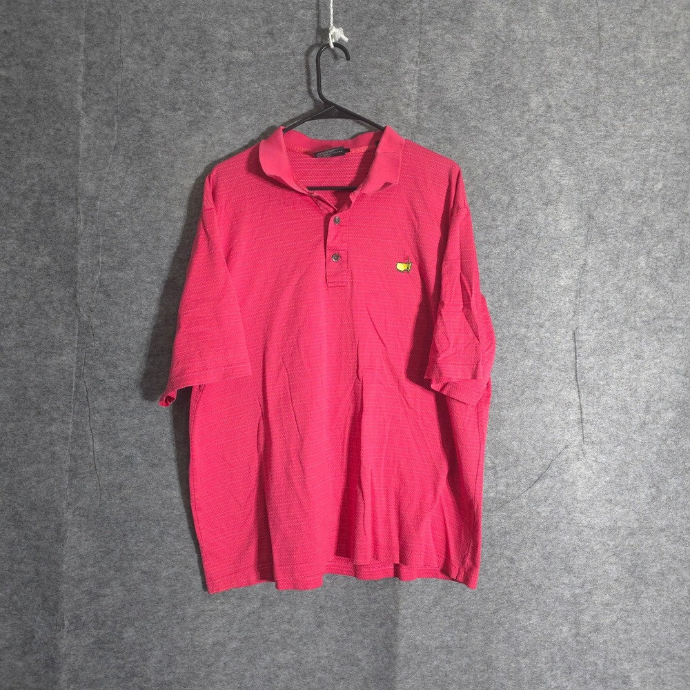 Masters Golf Polo Shirt Mens XL Pink Textured Logo Clubhouse Collection Italy